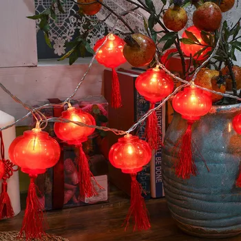2M 10 LED Svátek Světel, USB Nabíjení Tradiční Čínská Červená Lucerna Lampa pro Nový Rok Festival Dekorace String Světla Noci