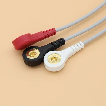 3-vede EKG/EKG din1.5 holter kabel, Leadwire Elektrody snap je pro jednorázové elektrody pad,KD/IEC.