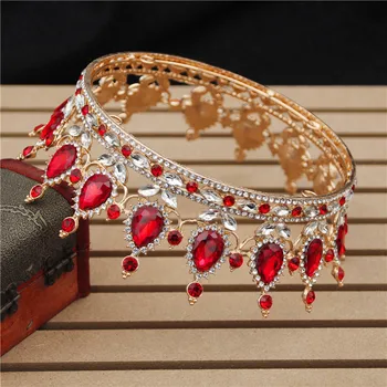 30 Možnosti Crystal Čelenky Nevěsta Svatební Crown Royal Queen King Kulaté Svatební Koruna Diadém Krásy Vlasy Šperky Hlavy Příslušenství