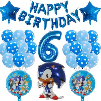 39pcs/lot Sonic the Hedgehog balón Super Hrdina Číslo Fólie Balón Chlapec dívka narozeniny, dekorace, balónky, dítě, miminko globos