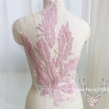 3D Modrá Růžová Lištování krajka vyšívaná nášivka pro svatební, večerní šaty, šití skvrny, módní oděvní doplňky
