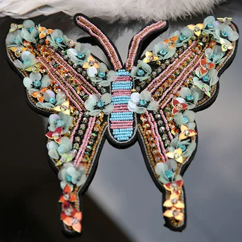 3D Ručně vyráběné korálky butterfly Skvrny na oblečení DIY šít na flitr drahokamu parches Vyšívání nášivka velký patch dekorace