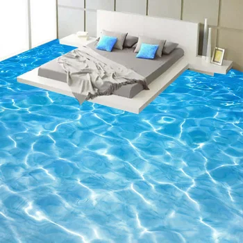 3D Tapety Moderní Mořské vody Foto Nástěnná Nálepka Koupelna Ložnice PVC Vodotěsné 3D Dlažba Vinyl Zeď Papírové Papel De Parede