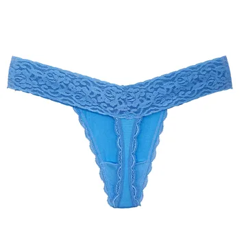 3ks Plus Velikost Bavlněné Dámské Tanga Kalhotky Sexy Krajkové spodní Prádlo Evropského Blue G-String spodní Prádlo Ropa Interiéru Femenina