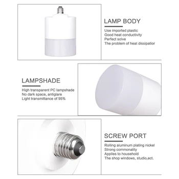 4 Pack LED Žárovka Jasného denního Světla Bílá 6500K E27 nestmívatelné pro Domácí Světlo Fotografie Softbox Foto Video Studio
