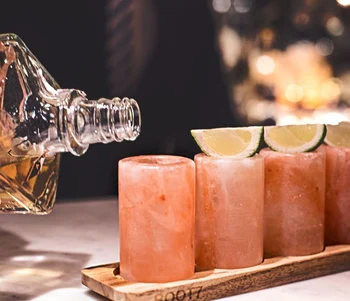 4 Pack Premium Himálajské Soli Skleničky,Růžová Tequila Shot Brýle, Aby Pít Tequilu Jednoduché a Snadné Sada 4