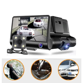 4 palcový HD 1080P Tři Objektiv Auto Dash Kamera pro Noční Vidění Kamera Video Rekordér Řízení