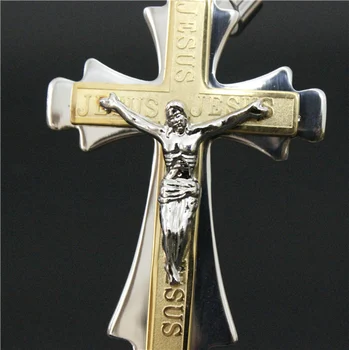 44g Pánská Cool Šperky Příslušenství Tří vrstev Siliver Zlatý Pokovené Největší Ježíš Přívěsek