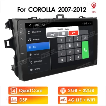 4G 9 Palcový 2din Android10 Auto Rádio Multimediální Přehrávač Pro Toyota Corolla E140/150 2008 2009 2010 2011 2012 2013 Stereo navigace