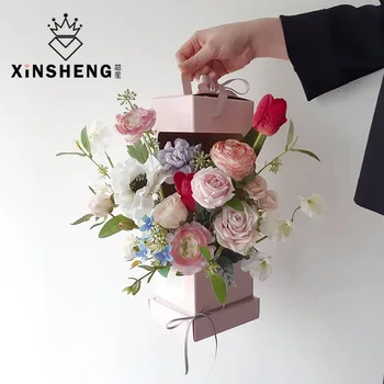 5 ks kreativní maják dárková krabička skládací přenosná květina materiál flower box koše, aranžování květin, ruční práce