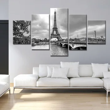 5 Ks Plakáty a Tisky Wall Art Malířské Plátno Dekorativní Pařížské scéně Obraz Moderní bytové Dekorace