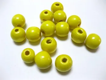 50 Žluté Kulaté Dřevěné Korálky 16mm~Dřevěné