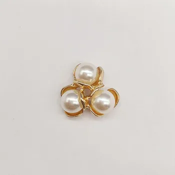 50ks 19*20mm Zlatá barva Imitace Pearl Květina kouzlo pro svatební vlasy Šperky Zjištění DIY Ručně vyráběné Šperky