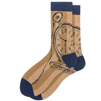5Pair Cotton Crew Ponožky Pánské Novinka Barevné Vzorované Šaty Ponožky
