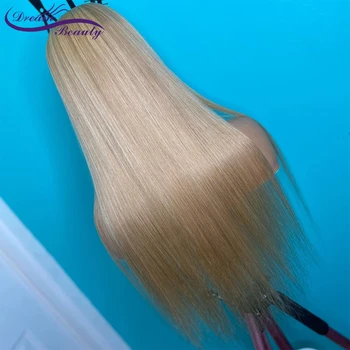 #613 Blond Paruky 180% Hustota Hedvábně Rovné Brazilské Remy Lidské Vlasy 13x6 Krajky Přední Lidské Vlasy Paruka