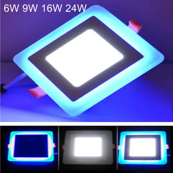 6W 9W 16W 24W LED Stropní Panel Lampa Ultra Tenký Panel, Světlo Dvojité Barva Teplá Bílá / Studená Bílá + Modrá AC85-265V LED Panel