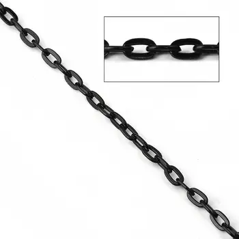 8Seasons Železo Slitina na Bázi Open Link Kabel Řetězce DIY Výrobu Náhrdelník, Náramky Rozšíření Řetězce Šperky Nálezy, Černá Barva,10M