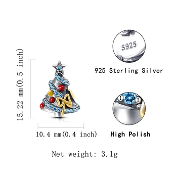 925 Sterling Silver Krásný Vánoční Strom, Kouzlo Korálků Fit Originál Pandora Náramek Módní Sterling Silver Šperky Příslušenství