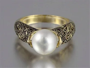 925 Stříbrné Barvě Sterling Perlový Prsten pro Ženy Topaz Bizuteria Stříbro 925 Šperky, Perly Drahokam Prsten s Box