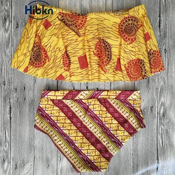 Africký tisk high pasem bikini off rameno plavky ženy tištěné vysokým pasem plavky Africké plavky
