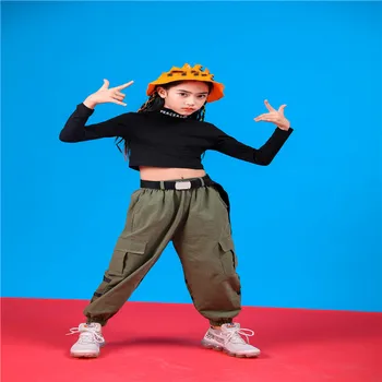 Amy Green Plné Kalhoty Pro Dívky Hip Hop Taneční Kostýmy Děti Jevištní Výkon Oděvy Dětské Oblečení Holky Jazz Oblečení