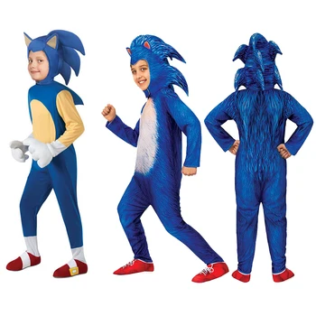 Anime Deluxe Sonic The Hedgehog Kostým pro Děti Herní Charakter Cosplay Halloween Chlapec Kostýmy Anime Cosplay Disfraces Kombinéza