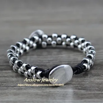 Anslow 2019 Módní Šperky Hot Prodej Nejlepší Prodej Ručně vyráběné DIY Kouzlo Strand Korálky Kožené Náramky Pro Ženy Dárkové LOW0736LB