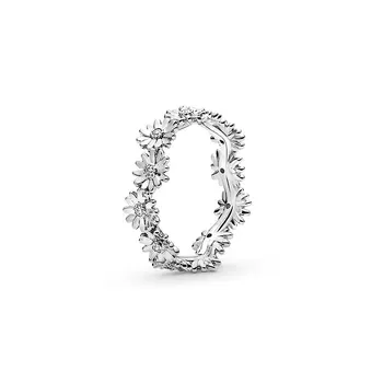 Autentické 925 Sterling Silver Šumivé Daisy Květiny Koruna Prst Prsten Pro Ženy, Originální Stříbrné Šperky Nejlepší Dárek