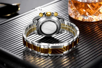 Automatické Hodinky Self Vítr Mechanické Gold Black Nerezové Oceli Diamanty, Kámen, Módní Sportovní Luxusní Pánské Hodinky