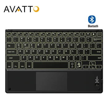 AVATTO MT08 Ultra-thin 7 Barev LED Tablet Klávesnice s Touchpadem, Backllit Bluetooth Klávesnice pro Android, Mac OS, Windows Tablet