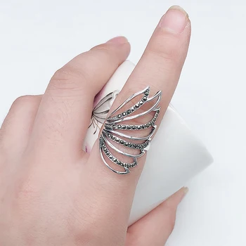 BALMORA 925 Sterling Silver Vintage Angel Wing Otevřít Měkčení Prsteny pro Ženy Lady Pár, Dárek Punk Cool Módní Šperky Anillos