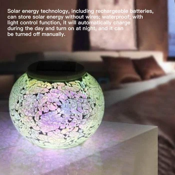 Barevné Měnící Mozaiky Skleněné Koule LED Solární Zahradní Osvětlení Vodotěsné Solární Stolní lampy pro Vánoční Party Dekorace