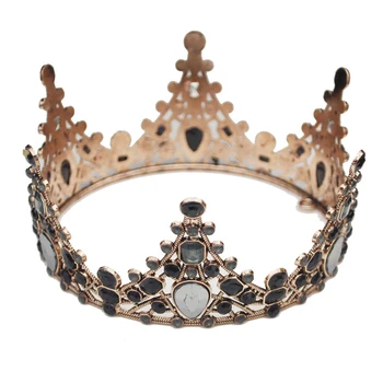 Barokní Black Crystal Svatební Crown Čelenky Pro Ženy, Dívky Drahokamu Strana Dort Nevěsta Čelenky Svatební Vlasy Šperky