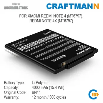 Baterie 4000mAh pro Xiaomi REDMI NOTE 4 (MT6797), REDMI NOTE 4X (MT6797) (BN41)