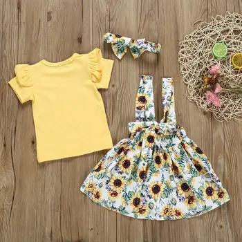 Batole Dítě Dítě Dívky Topy Květinové Krátké Mini Sukně Sunsuit Šaty Oblečení Nastavit