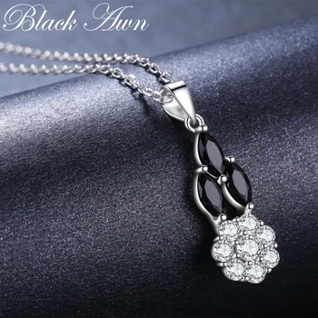 [BLACK AWN] Real 925 Sterling Silver Šperky Žen Roztomilý Elegantní Květinové Náhrdelníky Přívěsky KN011