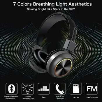 Bluetooth 5.0 Sluchátka Wireless Headset Skládací LED Světlo Stereo Herní Sluchátka S Mic Pro Iphone Xiaomi PC