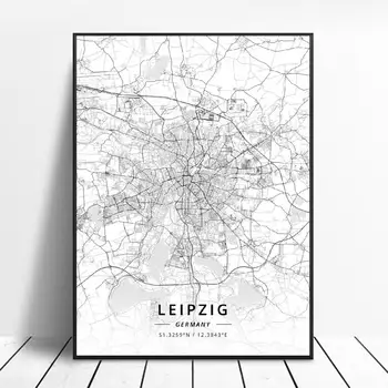 Bremerhaven Lipsko, Jena Neuss Mnichov, Kaiserslautern, Německo Plátno Umění Mapě Plakát