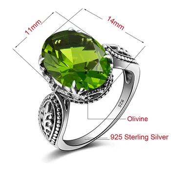 Bulharsko Šperky Vintage Kouzlo Olivín Vytvořil Peridot Prsten Pro Ženy 925 Sterling Silver Přátelství. Srpna Kámen Prsteny