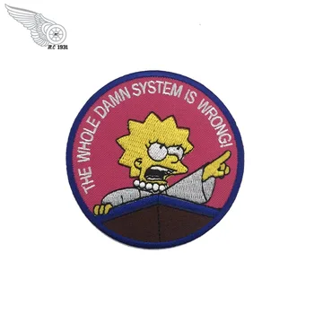 CELÝ SYSTÉM JE ŠPATNĚ! Lisa Simpson synové Výšivky patch Odznak žehlička na tmavě růžové skvrny na oblečení kreslené samolepky
