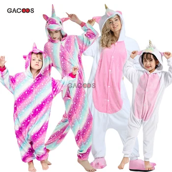 Chlapci Dívky Kugurumi Oblečení Na Spaní Pyžamo Jednorožec Pyžama Jelen V Zimě Flanelové Zvířat S Kapucí Steh Onesies Pyžama Dětské Noční Prádlo