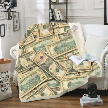 Cool dolarů peníze 3D tištěné Sherpa deka rozkládací pohovka cestovní deka kryt ložní prádlo export sametový plyš házení vlněné deky 002
