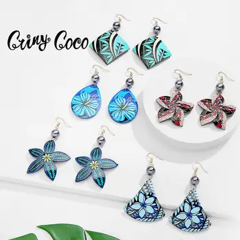 Cring Coco Květina Módní Náušnice Havajské Akryl Drop Náušnice Šperky Originální Design Pryskyřice Drop Visící Náušnice pro Ženy