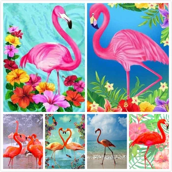 Diamond Malování Plné Zobrazení Zvířat Flamingo Kamínky Plné Náměstí Kolo Diamond Výšivky Cross Stitch Mozaika Home Decor