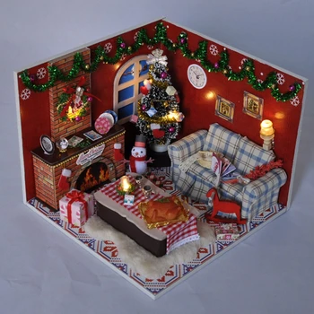 Diy Montáž Dřevěné Miniaturní Domeček Pro Panenky, Vánoční, Nábytek, Hračky Miniatura Puzzle Model, Ručně Vyráběné Domeček Pro Panenky, Dárek K Narozeninám Pro Děti