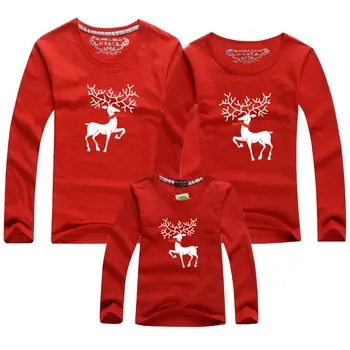 Dlouhý rukáv matka otec syn dcera trička Vánoční jelen rodina odpovídající oblečení topy trička oblečení maminka a já