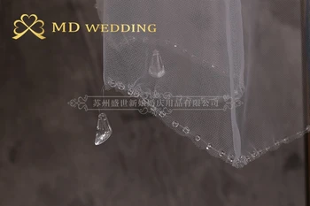 Doprava zdarma Jednu Vrstvu Crystal Edge Lištování Svatební Závoj Svatební Závoj Hřeben Mantilla Svatební Doplňky MD3046