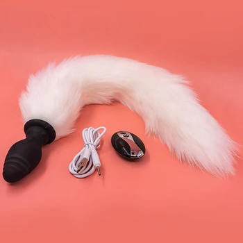 Dálkové Ovládání Butt Plug Fox Tail Anální Vibrátor Plug/Hračky, Silikonové Buttplug Vibrační Prostaty Masér Pro Pár Cosplay