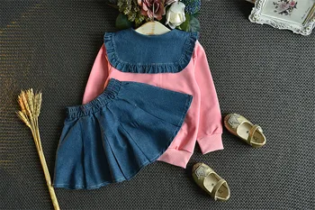 Dívky Soupravy Oblečení 2020 Podzimní Princezna Děti Šaty Elegantní Dlouhý Rukáv Výšivky Svetr + Sukně 2 ks/sada dětské Oblečení