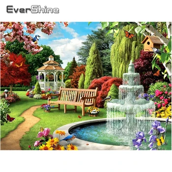 EverShine 5D Diamond Mozaika Plná Square Garden Cross Stitch Diamond Výšivky Krajiny Kamínky Art Home Decor Řemesel